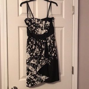 Black and white strapless dress